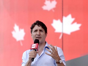 Prime Minister Justin Trudeau speaks at We Day on Parliament Hill in Ottawa on Sunday, July 2, 2017.