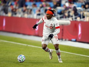 TFC’s Ifunanyachi Achara, shown here in action against New York City at BMO Field on March 7, is out for the season after tearing his ACL in a scrimmage.