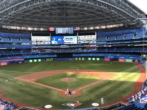 An overall view of the Toronto Blue Jays "Summer Training Camp" at Rogers Centre. The team won't play home games in Toronto this season.
