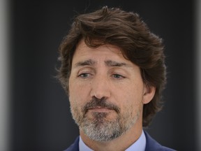 Prime Minister Justin Trudeau holds a news conference at Rideau Cottage amid the COVID-19 pandemic in Ottawa on Monday, July 13, 2020.