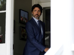 Prime Minister Justin Trudeau arrives for a news conference at Rideau Cottage in Ottawa on June 22, 2020.