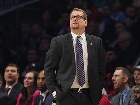 Raptors head coach Nick Nurse (pictured) and assistant Jim Sann together are tackling the issue of absentee voting.