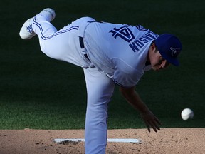 Starting pitcher Nate Pearson throws in his big-league debut, a Blue Jays loss to the Washington Nationals on Wednesday night at Nationals Park.