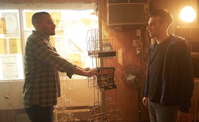 Jesse Williams and Jay Baruchel in a scene from Random Acts of Violence.