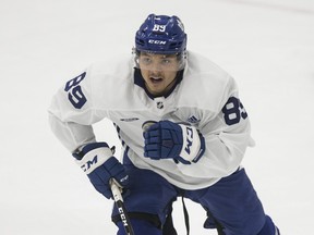 Nick Robertson, who is at the Maple Leafs' return to play camp, had 55 goals in the OHL last season.