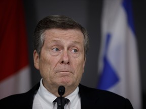 Toronto Mayor John Tory speaks during a news conference in Toronto on February 29, 2020.