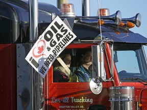 Hundreds of truckers joined the Truck Convoy in Nisku, outside of Edmonton, in December 2018 to support the oil and gas industry.