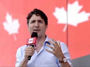 Prime Minister Justin Trudeau speaks at We Day on Parliament Hill, in Ottawa on Sunday, July 2, 2017.