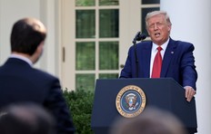 U.S. President Donald Trump holds a news conference in the Rose Garden at the White House in Washington, U.S., on Tuesday, July 14, 2020.
