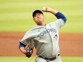 Toronto Blue Jays starter Hyun-Jin Ryu delivers a pitch against the Atlanta Braves on Wednesday.