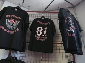 Buiying outlaw biker support gear, like these T-shorts, supports organized crime, OPP warn.