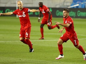 Toronto FC's Pablo Piatti celebrates one of his two goals agianst Vancouver on Tuesday.