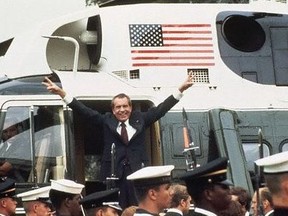 As of August 1974, America no longer had Richard Nixon to kick around.