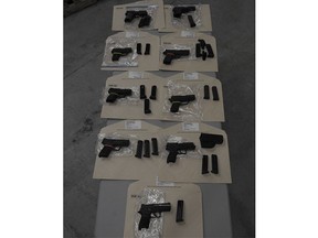 Weapons seized June 16 allegedly being smuggled into Canada near Glen Walter, in the Cornwall area.