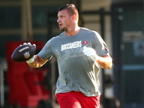 Bay Buccaneers tight end Rob Gronkowski  practises at AdventHealth Training Center. The NFL still is going ahead with its season.