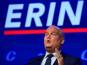 Conservative Party of Canada Leader Erin O'Toole speaks after his win at the 2020 Leadership Election, in Ottawa, Ontario, Canada August 24, 2020.