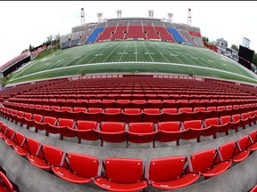 Empty stands are shown at McMahon Stadium in Calgary on Wednesday, June 17, 2020.