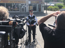 Toronto Police Supt. David Rydzik updates the media on a shooting and Eglinton Ave. area Thursday night where two victims were seriously injured. Police chased after an SUV driven by the suspects. Three youths were arrested and two loaded firearms were recovered, Rydzyk said.