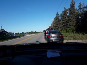 An unplated, uninsured car pulled over by Dufferin County OPP Thursday morning, driven by a 15-year-old male from Mississauga.