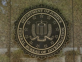 The FBI seal is seen outside the headquarters building in Washington, D.C. on July 5, 2016.