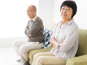 A difference of opinion causes problems for an elderly couple.