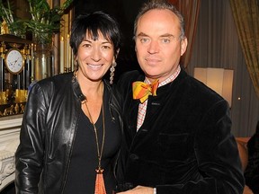 Accused child sex trafficker Ghislaine maxwell and her former friend, journalist Christopher Mason.