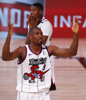 The Raptors give up a lot of three-pointers, but long-limbed defenders like Serge Ibaka help to sht down opponents. GETTY IMAGES