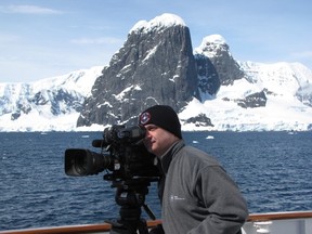 Dr. Mark Terry filming a segment for his documentary on the Antarctic