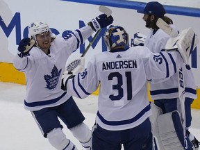 With the Leafs failing to advance to the playoffs, there is speculation one of William Nylander, left, or goalie Frederik Andersen could be purged. USA TODAY