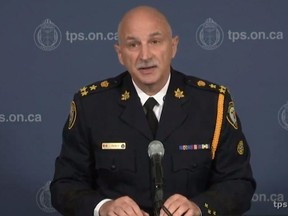 Interim Toronto Police chief James Ramer speaks to media on Wednesday, Aug. 26 2020