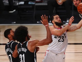 Raptors guard Fred VanVleet 11-for-15 from the field including 8-of-10 from behind the arc on Monday night against the Brooklyn Nets.