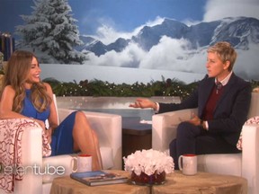 Sofia Vergara, left, is pictured with TV host Ellen DeGeneres in an old clip of "The Ellen DeGeneres Show."