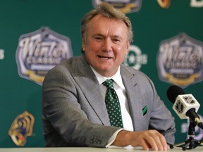 Interim Dallas Stars head coach Rick Bowness fields questions ahead of the NHL Winter Classic against the Nashville Predators at the Cotton Bowl in this file photo from Jan. 01, 2020 in Dallas, Texas.