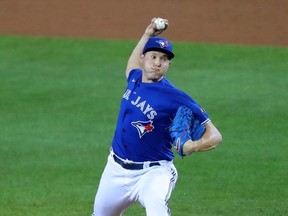 Nate Pearson of the Toronto Blue Jays throws a pitch during the fourth inning against the Baltimore Orioles at Sahlen Field on September 25, 2020 in Buffalo, New York.