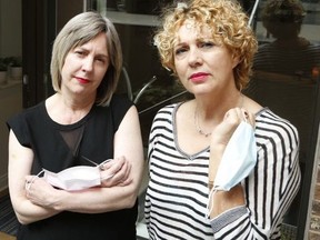 Salon owners Paula Stark (right) and  Kathleen Sahni are pictured on Sept. 16, 2020.