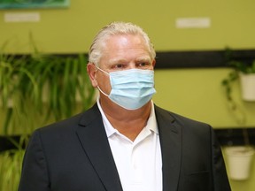 Ontario Premier Doug Ford is pictured while making a stop in Sudbury on Sept. 10, 2020.