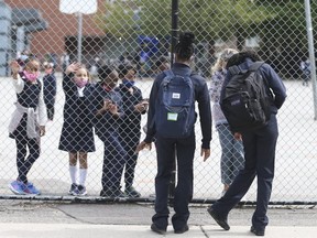 Students are pictured pm Sept 14, 2020 at Our Lady of Lourdes School on Sherbourne St.