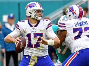 Buffalo Bills quarterback Josh Allen throws a pass against the Miami Dolphins last season.