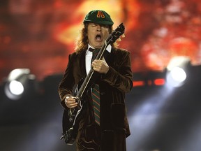 Angus Young of AC/DC performs onstage at Downsview Park during their Rock or Bust World Tour in Toronto on September 11, 2015.