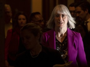 Health Minister Patty Hajdu makes her way to a news conference in Ottawa, Monday, April 27, 2020. THE CANADIAN PRESS/Adrian Wyld