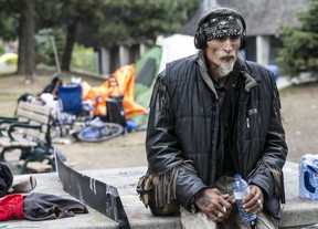 David Golub, 57, who has been camped out for four months in Lamport Stadium Park, one of the many tent cities that have sprung up across Toronto during the pandemic, is seen here on Thursday, Sept. 24, 2020.