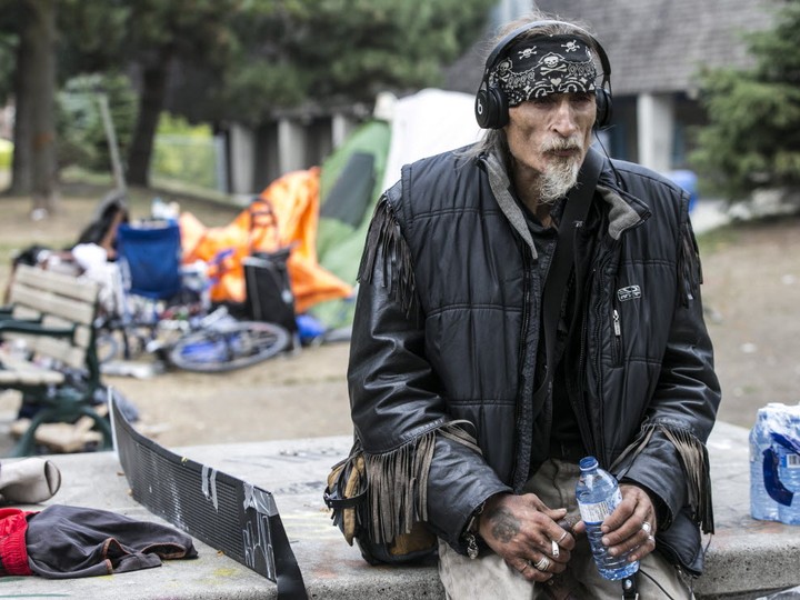 David Golub, 57, who has been camped out for four months in Lamport Stadium Park, one of the many tent cities that have sprung up across Toronto during the pandemic, is seen here on Thursday, Sept. 24, 2020.