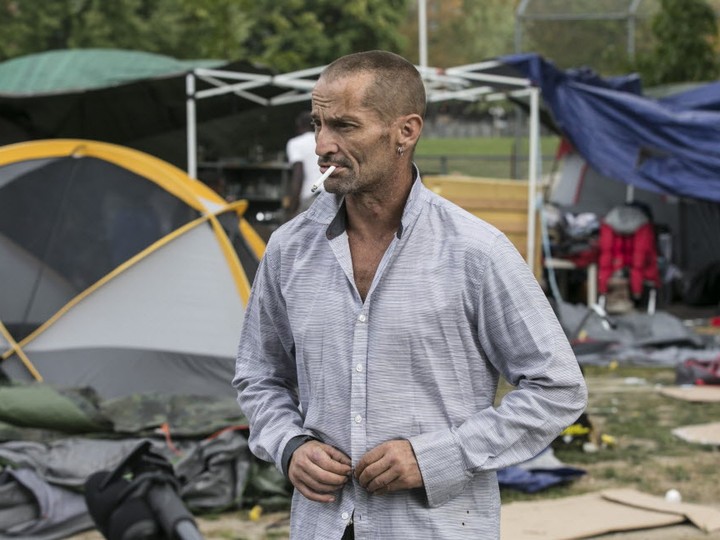  Domenico Saxiea, 50, who has been camped out for six months in Alexandra Park, one of the many tent cities that have sprung up across Toronto during the pandemic, is seen here on Thursday, Sept. 24, 2020.