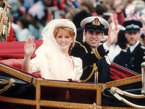 Prince Andrew and Sarah Ferguson on their wedding day, July 23, 1986.