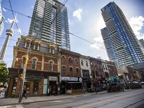 Restaurant strip along King St. W. is seen in downtown Toronto on Thursday September 3, 2020.