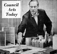 The Toronto Telegram newspaper featured this photo on the front page of its Sept. 26, 1958 edition. It shows Finnish architect Viljo Revell, the winner of the international competition for a design for Toronto's new City Hall, and the model he and his associates entered into the contest.