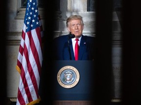 US President Donald Trump speaks during the White House Conference on American History at the National Archives in Washington, DC, September 17, 2020.
