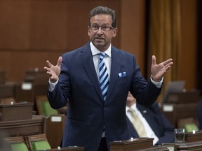 Bloc Quebecois Leader Yves-Francois Blanchet rises during a sitting of the Special Committee on the COVID-19 Pandemic in the House of Commons in Ottawa, Wednesday, Aug. 12, 2020.