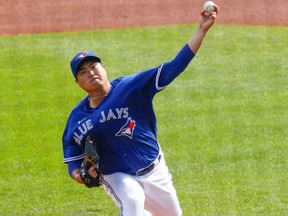 Hyun-Jin Ryu #99 of the Toronto Blue Jays pitches against the New York Mets during the first inning at Sahlen Field on September 13, 2020 in Buffalo,