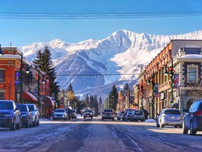 Fernie Alpine Resort seen from the main street of Fernie, the historic mining town located in southern B.C.